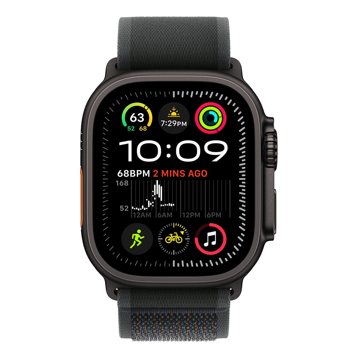 Купить apple watch ultra 2 (2024), 49 мм корпус из титана цвета «black», ремешок trail loop размера s/m цвета «black» с доставкой