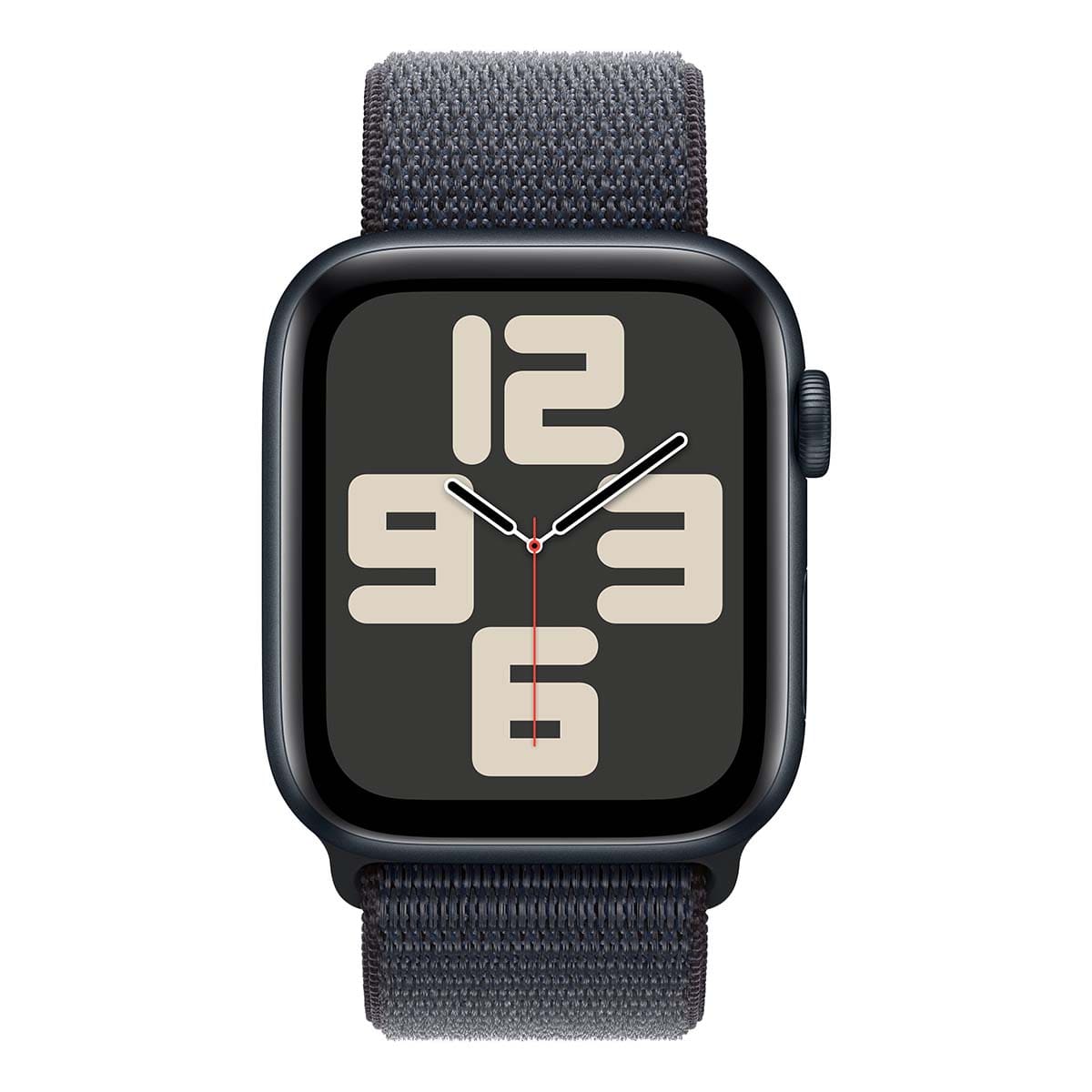 Купить apple watch se (2024), 44 мм корпус из алюминия цвета «midnight», ремешок sport loop цвета «ink» с доставкой