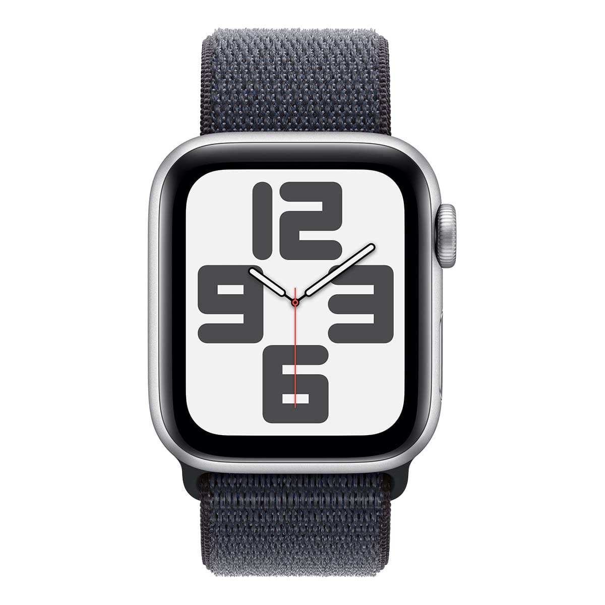 Купить apple watch se (2024), 40 мм корпус из алюминия цвета «silver», ремешок sport loop цвета «ink» с доставкой