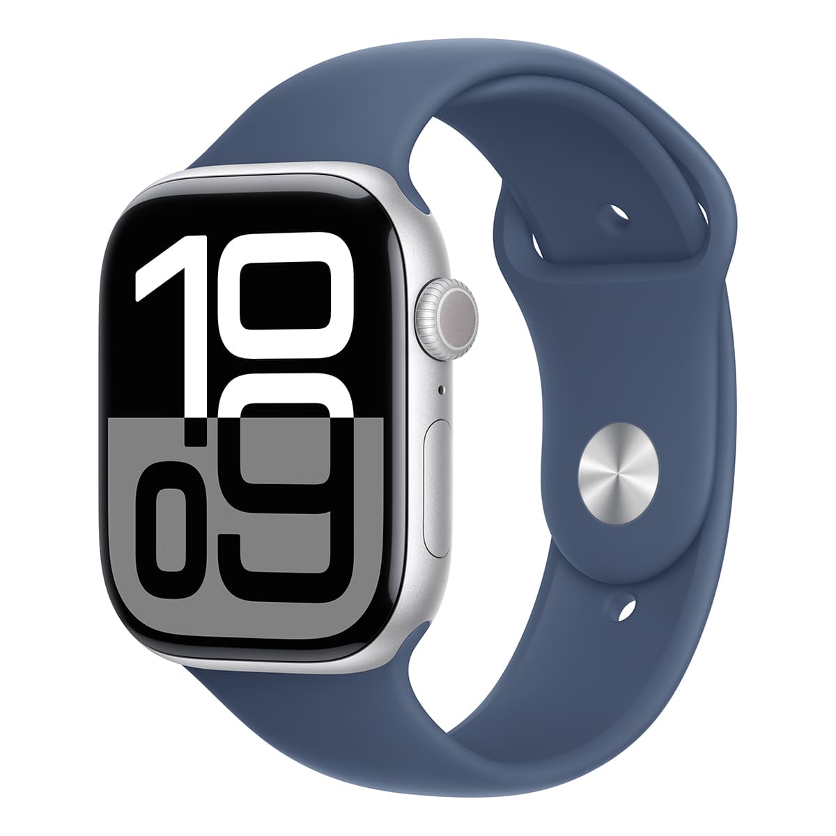 Купить apple watch series 10, 46 мм корпус из алюминия цвета «silver», ремешок sport band «denim» с доставкой